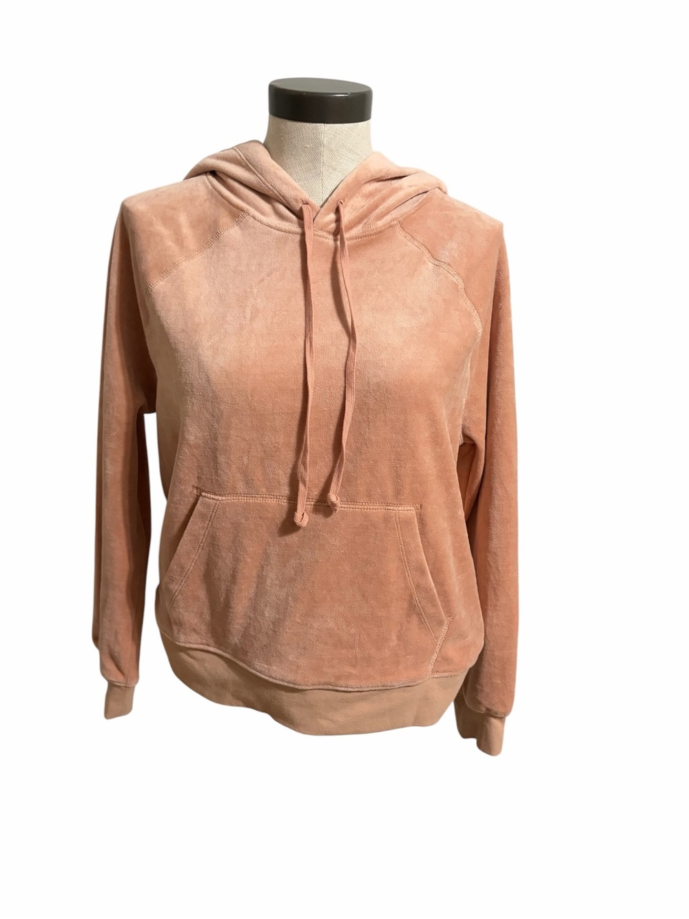J. Crew Velour Pullover Hoodie Kangaroo Pocket Salmon Pink SZ XS